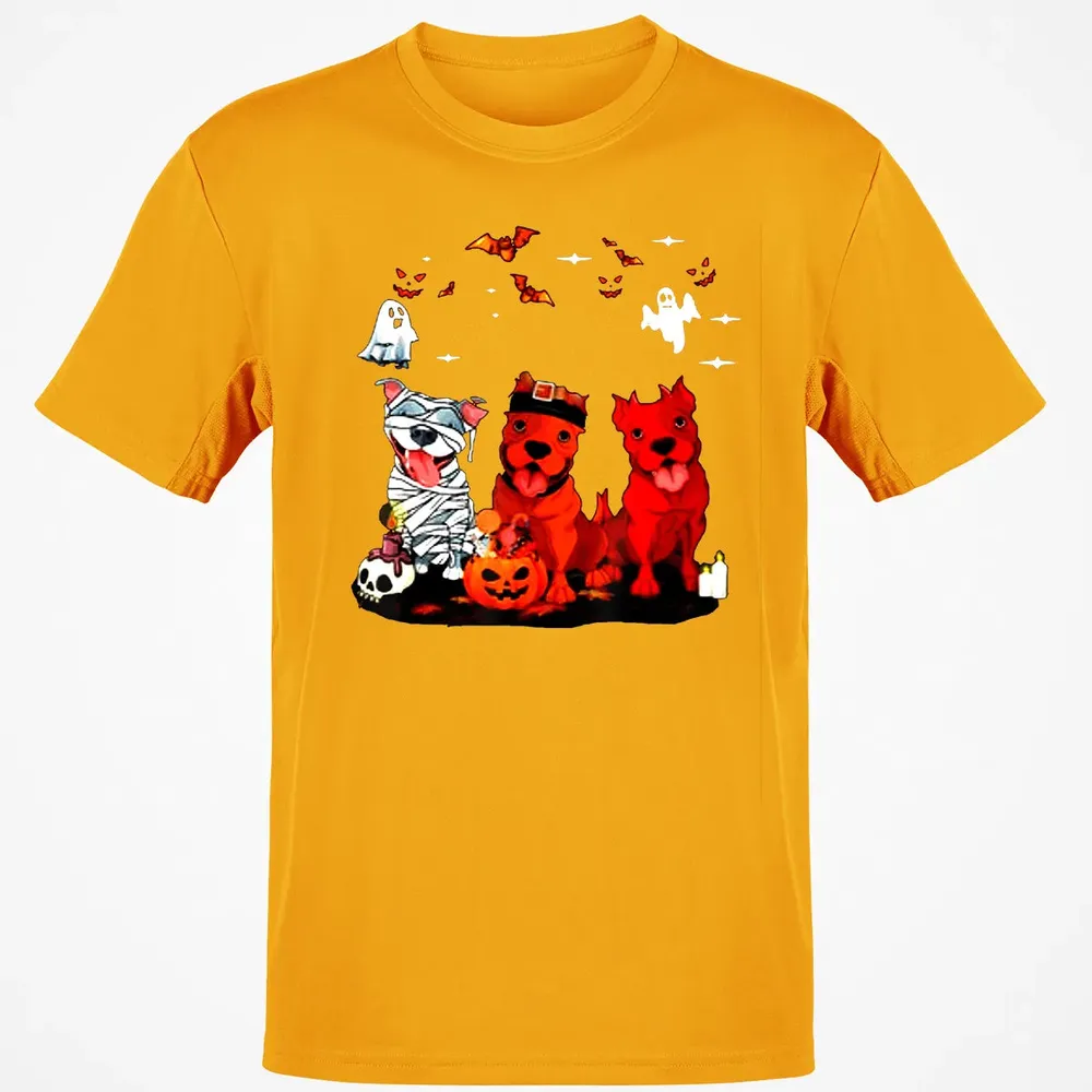 Pitbull Dog with Candy Pumpkin   Pitbull Halloween Classic Unisex T-Shirt - 5