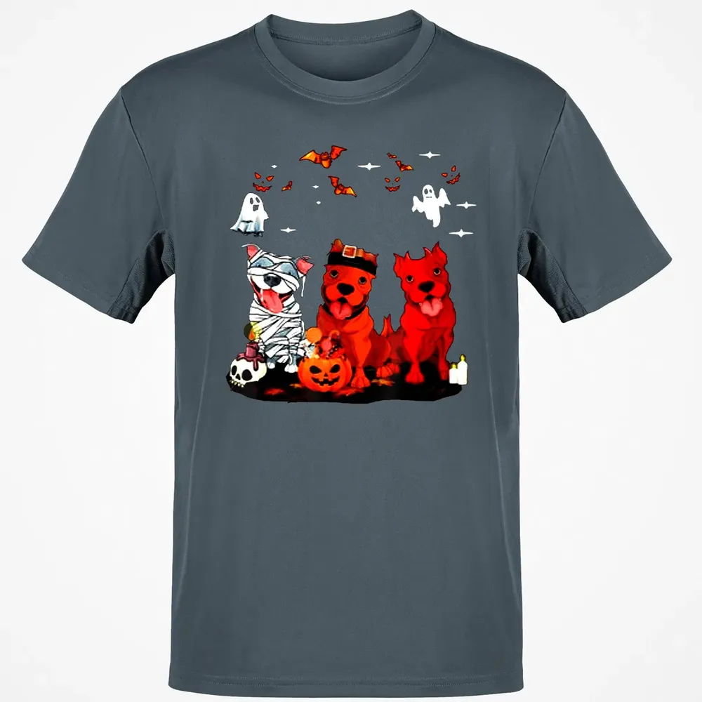 Pitbull Dog with Candy Pumpkin   Pitbull Halloween Classic Unisex T-Shirt - 4