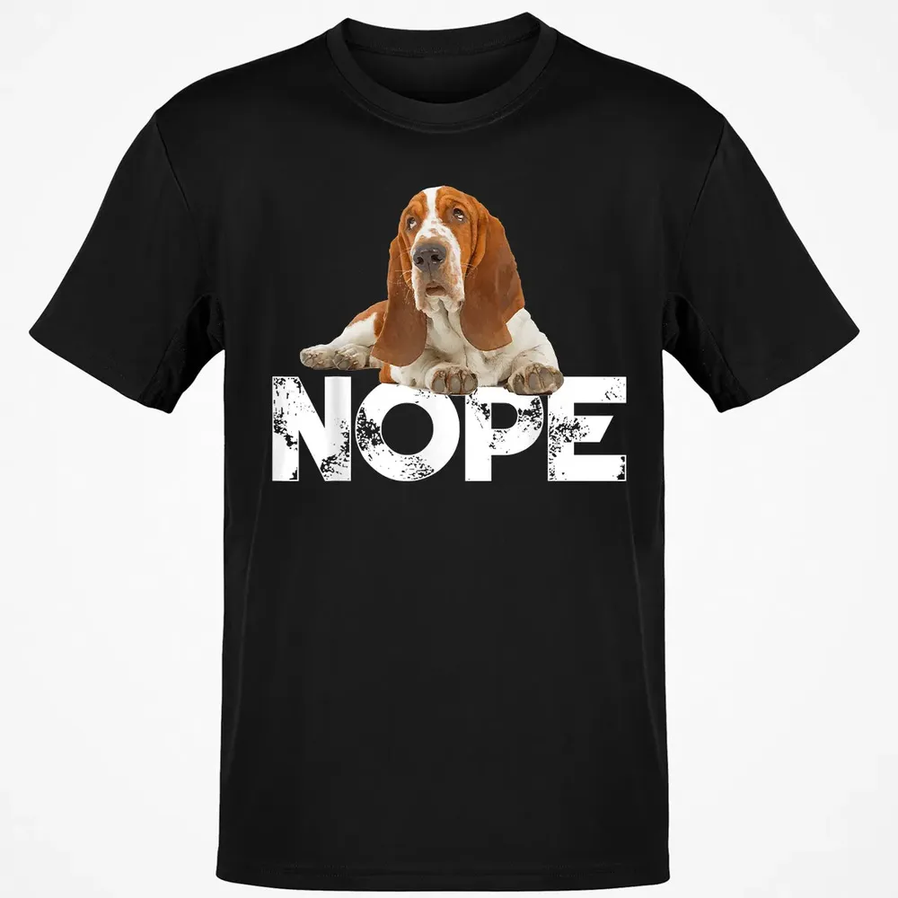 Cute Nope Lazy Basset Hound Dog Classic Unisex T-Shirt - 2