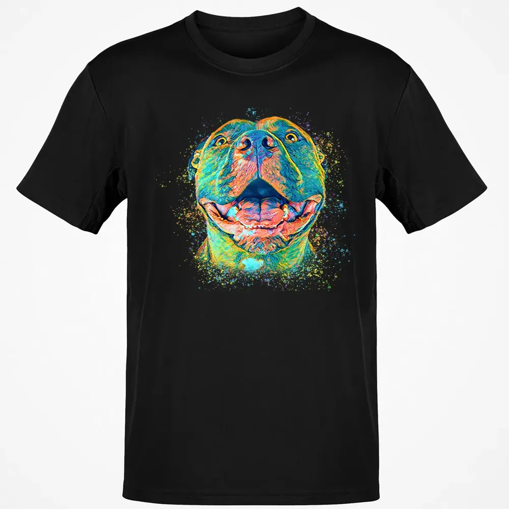 Cute Pitbull Face Artistic Painting Pit bull Mom Lovers Gift Pullover Hoodie Classic Unisex T-Shirt - 2