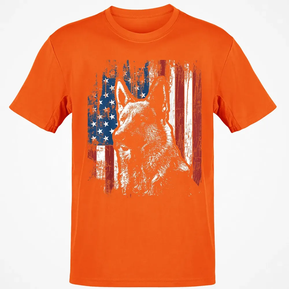 Patriotic German Shepherd American Flag Classic Unisex T-Shirt - 9