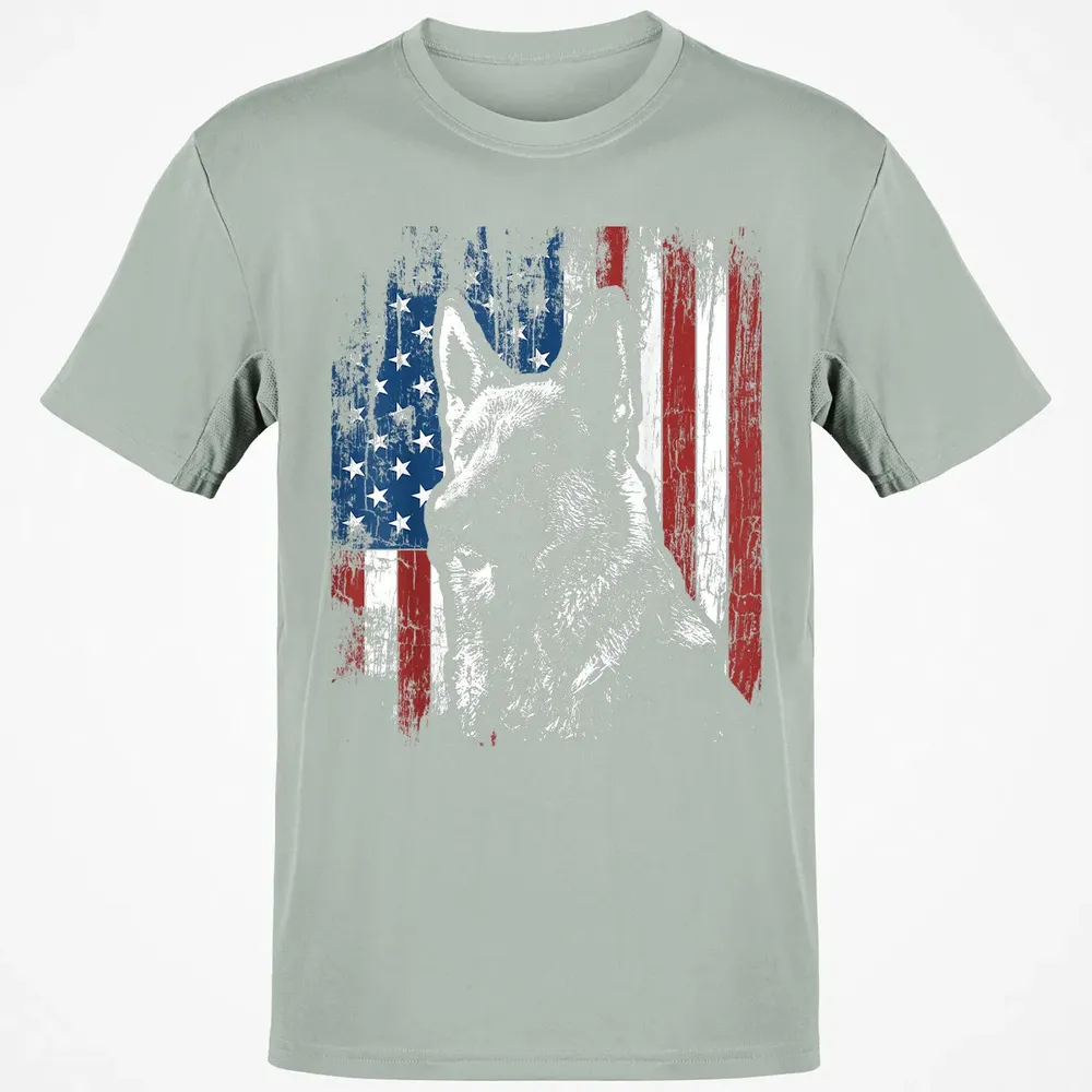 Patriotic German Shepherd American Flag Classic Unisex T-Shirt - 3