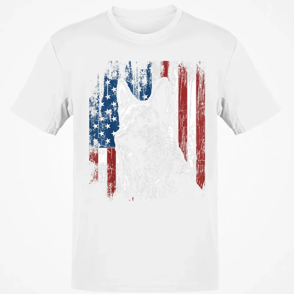 Patriotic German Shepherd American Flag Classic Unisex T-Shirt - 13