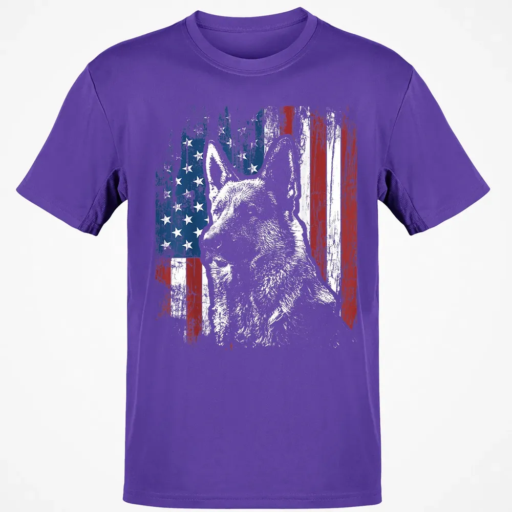 Patriotic German Shepherd American Flag Classic Unisex T-Shirt - 10