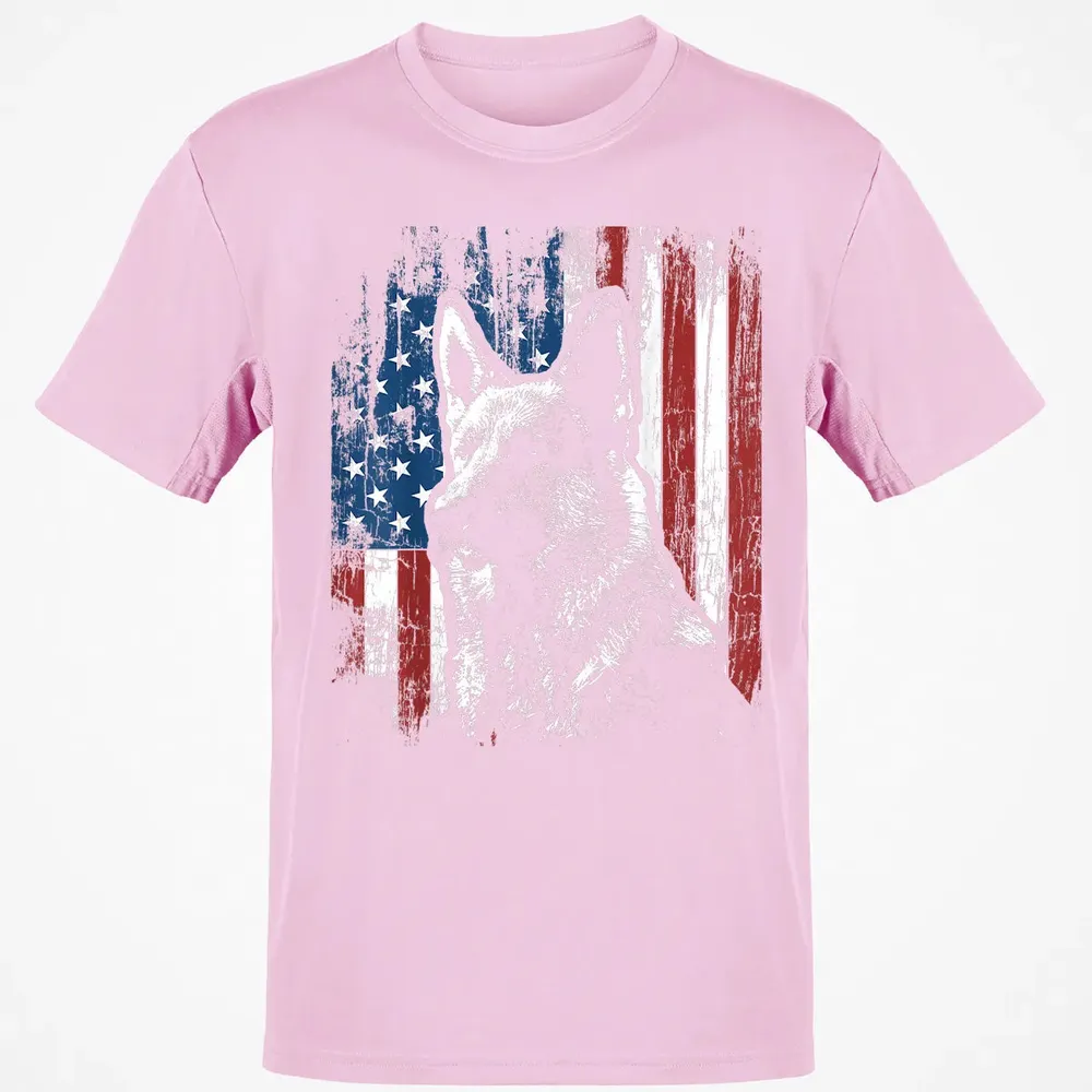 Patriotic German Shepherd American Flag Classic Unisex T-Shirt - 6