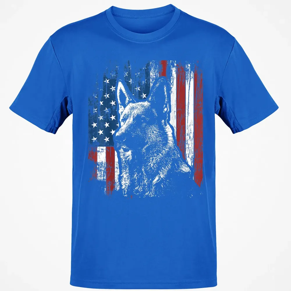 Patriotic German Shepherd American Flag Classic Unisex T-Shirt - 12