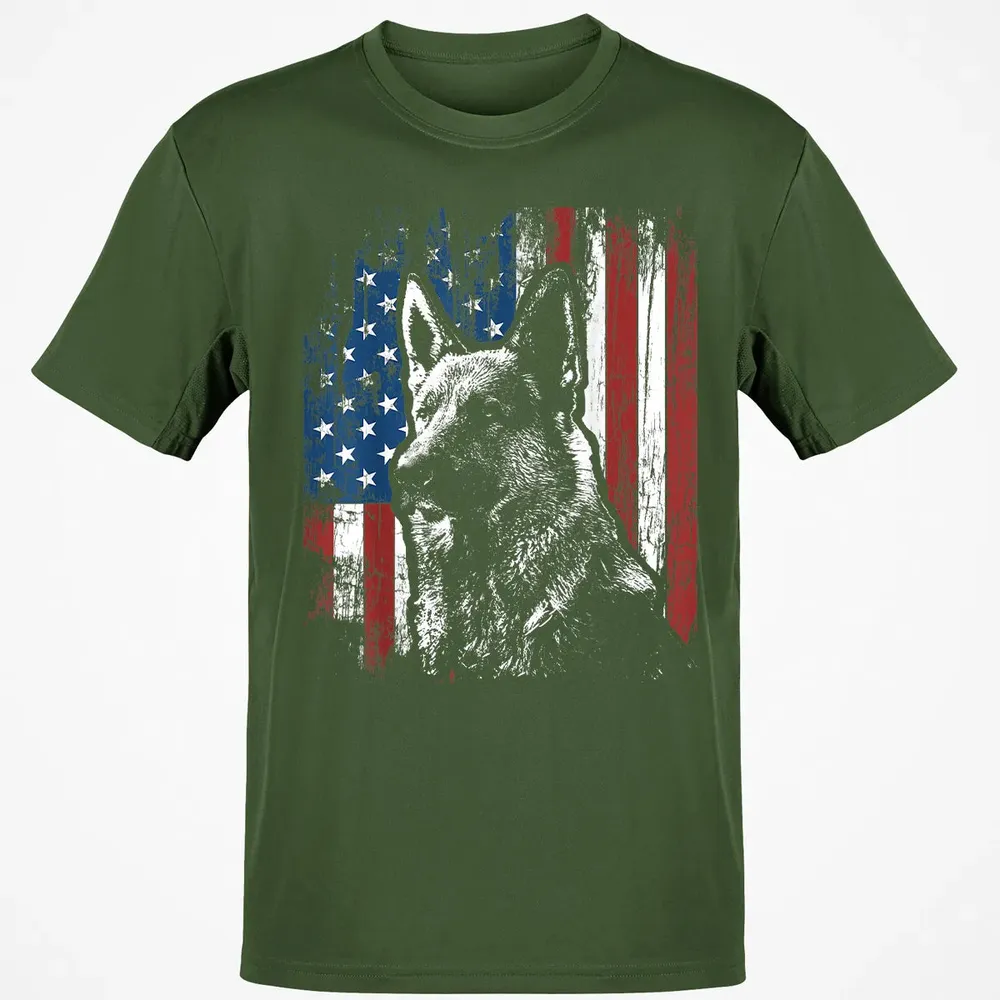 Patriotic German Shepherd American Flag Classic Unisex T-Shirt - 7