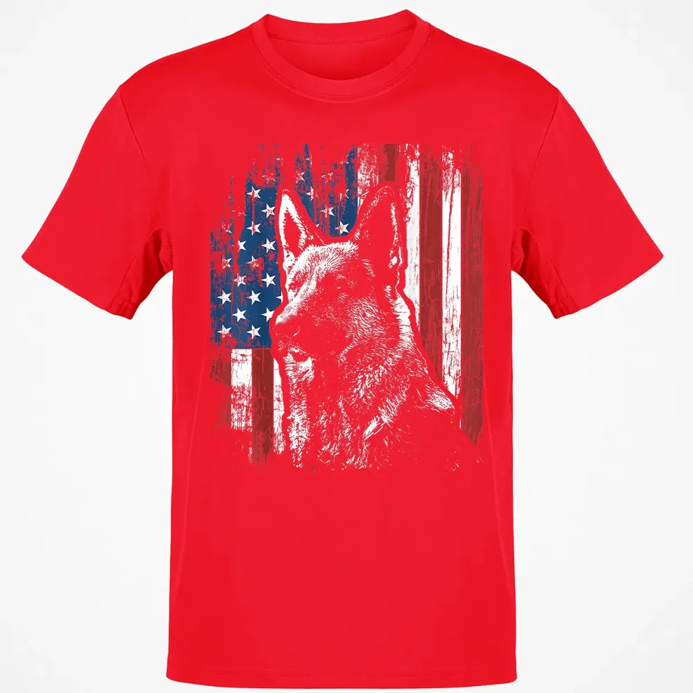 Patriotic German Shepherd American Flag Classic Unisex T-Shirt - 11
