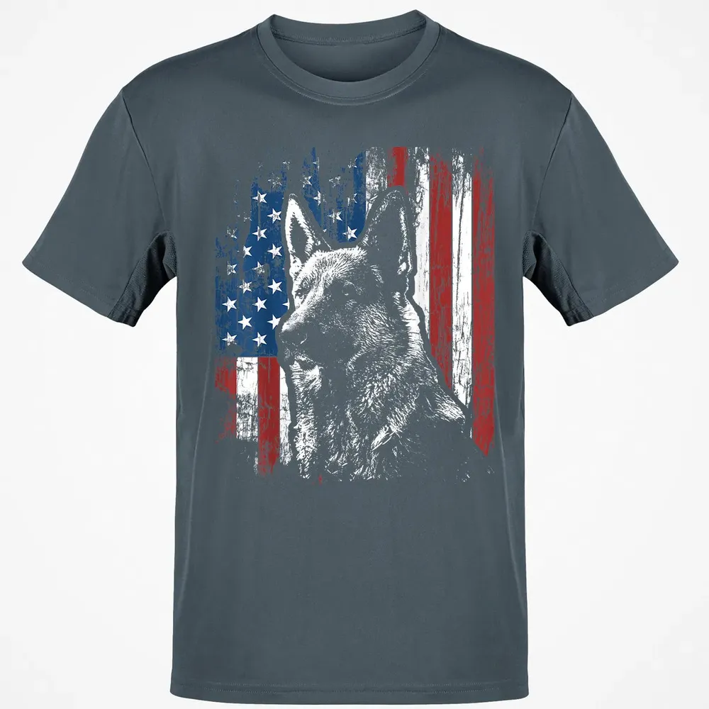 Patriotic German Shepherd American Flag Classic Unisex T-Shirt - 4