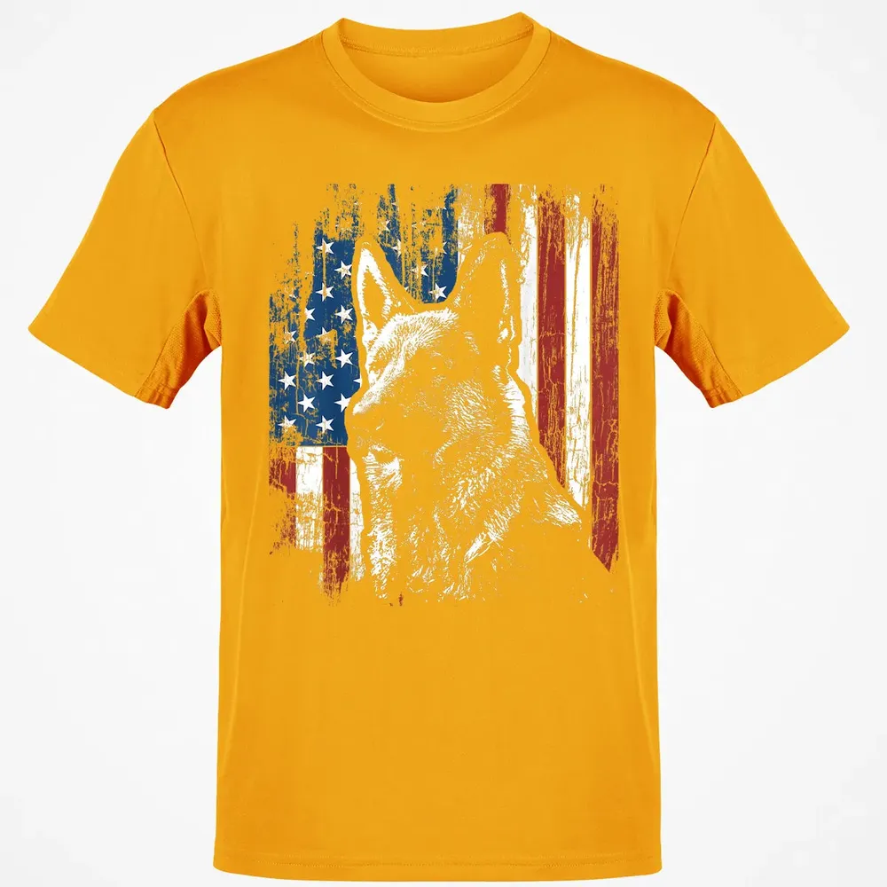 Patriotic German Shepherd American Flag Classic Unisex T-Shirt - 5