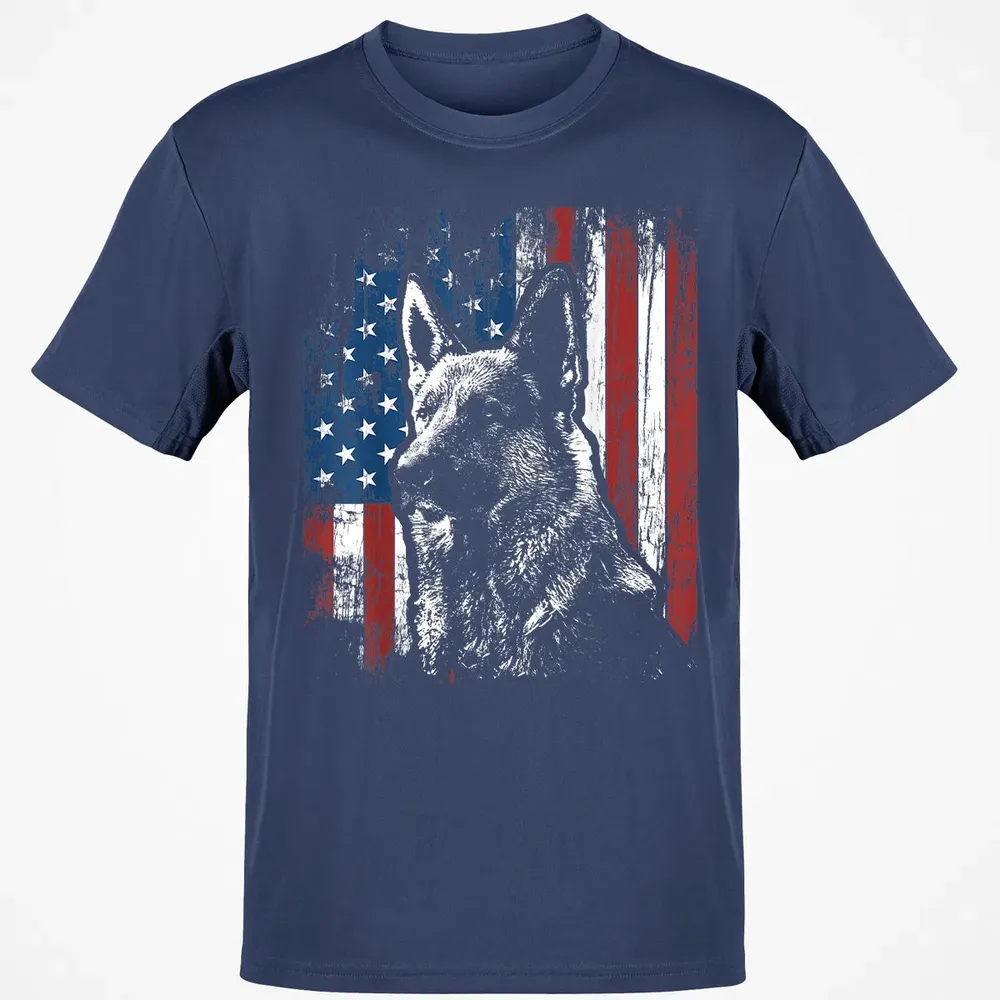 Patriotic German Shepherd American Flag Classic Unisex T-Shirt - 8