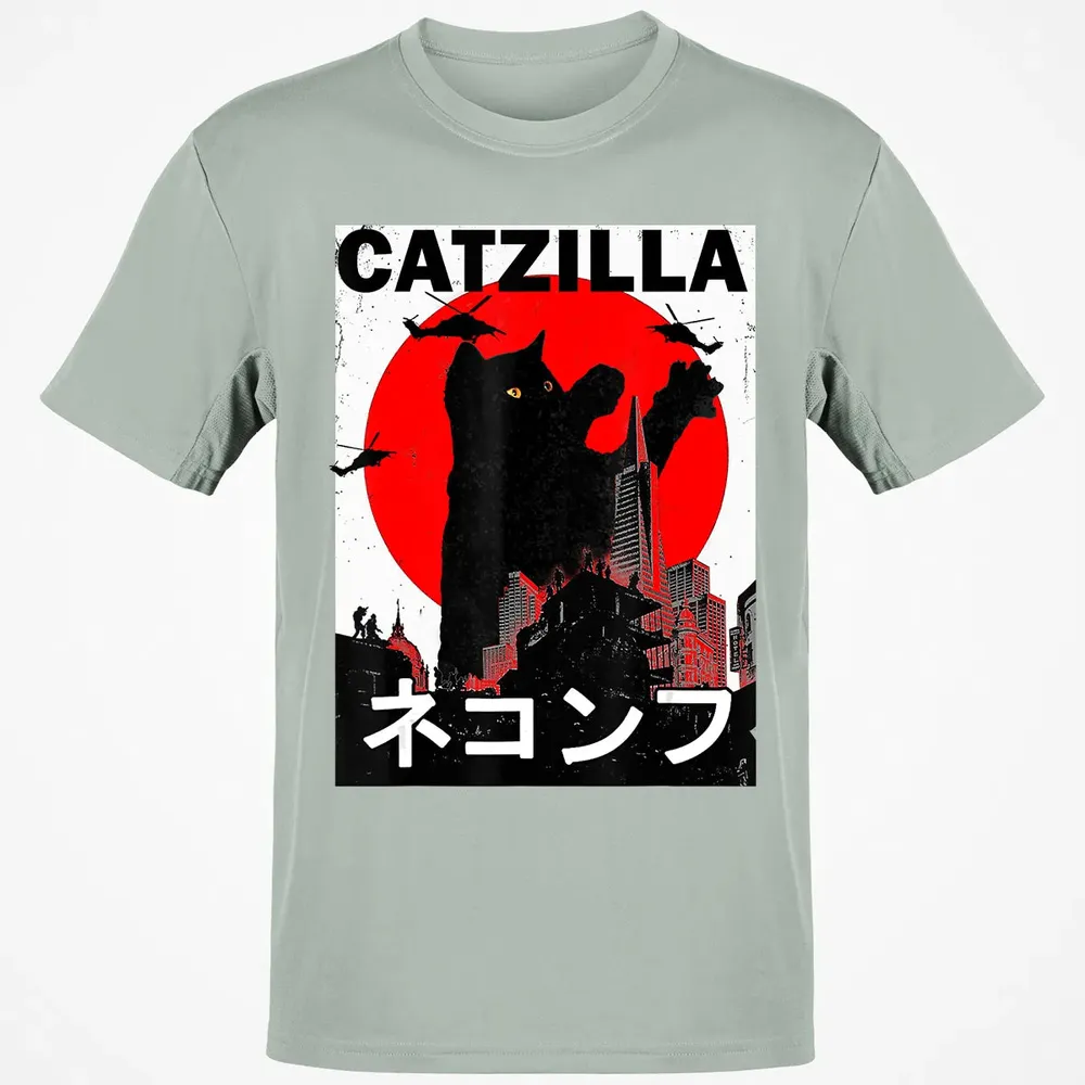 Vintage Catzilla Japanese Sunset Style Cat Kitten Lover Classic Unisex T-Shirt - 3