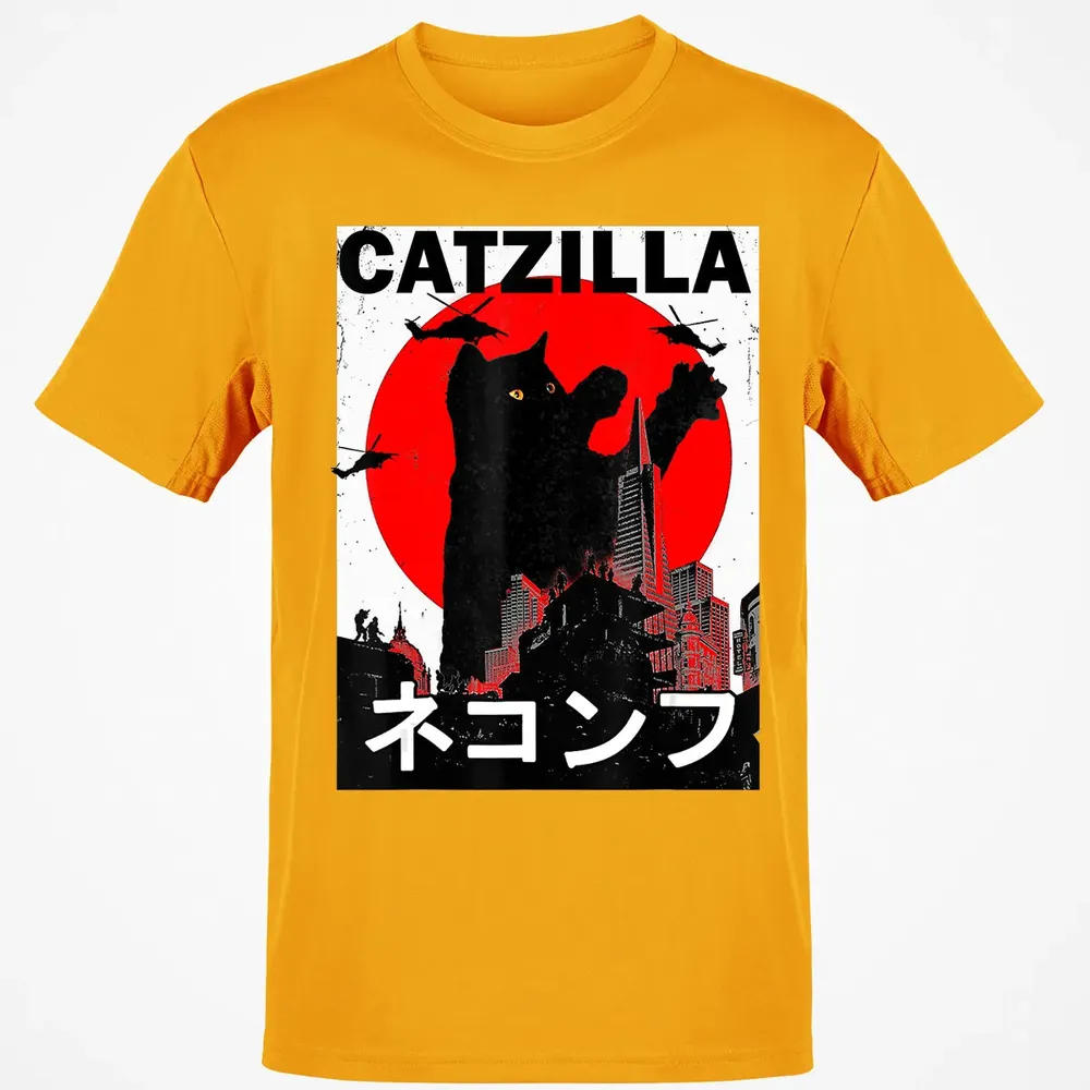Vintage Catzilla Japanese Sunset Style Cat Kitten Lover Classic Unisex T-Shirt - 5
