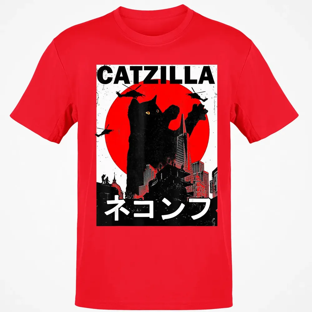 Vintage Catzilla Japanese Sunset Style Cat Kitten Lover Classic Unisex T-Shirt - 11