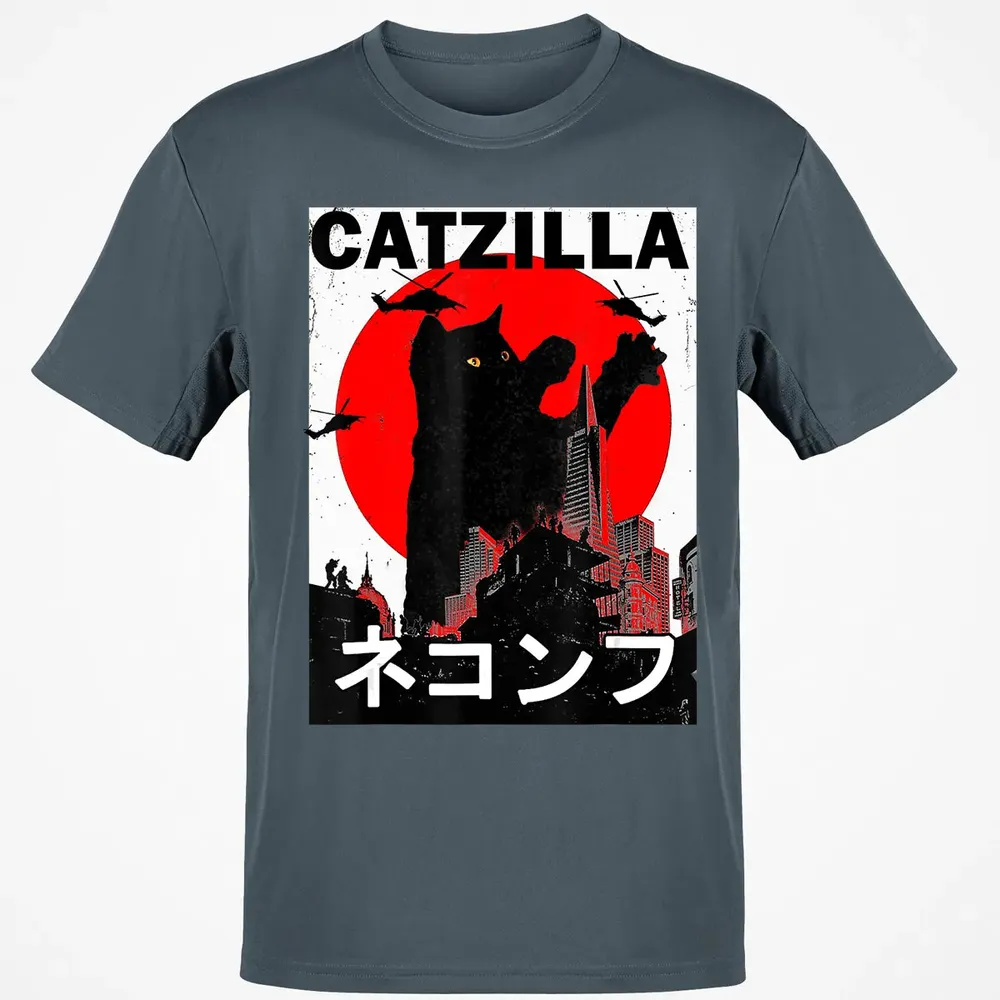 Vintage Catzilla Japanese Sunset Style Cat Kitten Lover Classic Unisex T-Shirt - 4