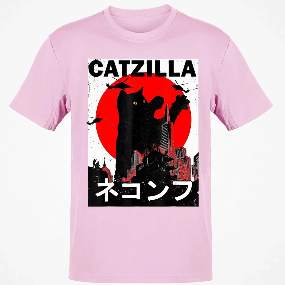 Vintage Catzilla Japanese Sunset Style Cat Kitten Lover Classic Unisex T-Shirt - 6