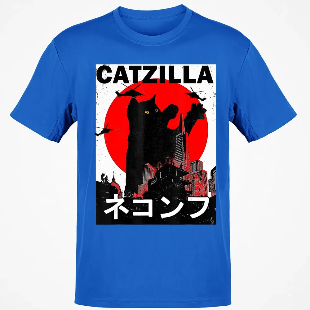 Vintage Catzilla Japanese Sunset Style Cat Kitten Lover Classic Unisex T-Shirt - 12