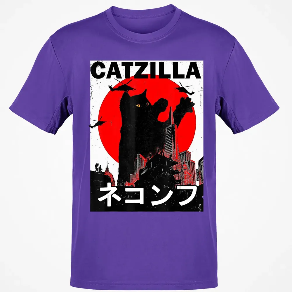 Vintage Catzilla Japanese Sunset Style Cat Kitten Lover Classic Unisex T-Shirt - 10