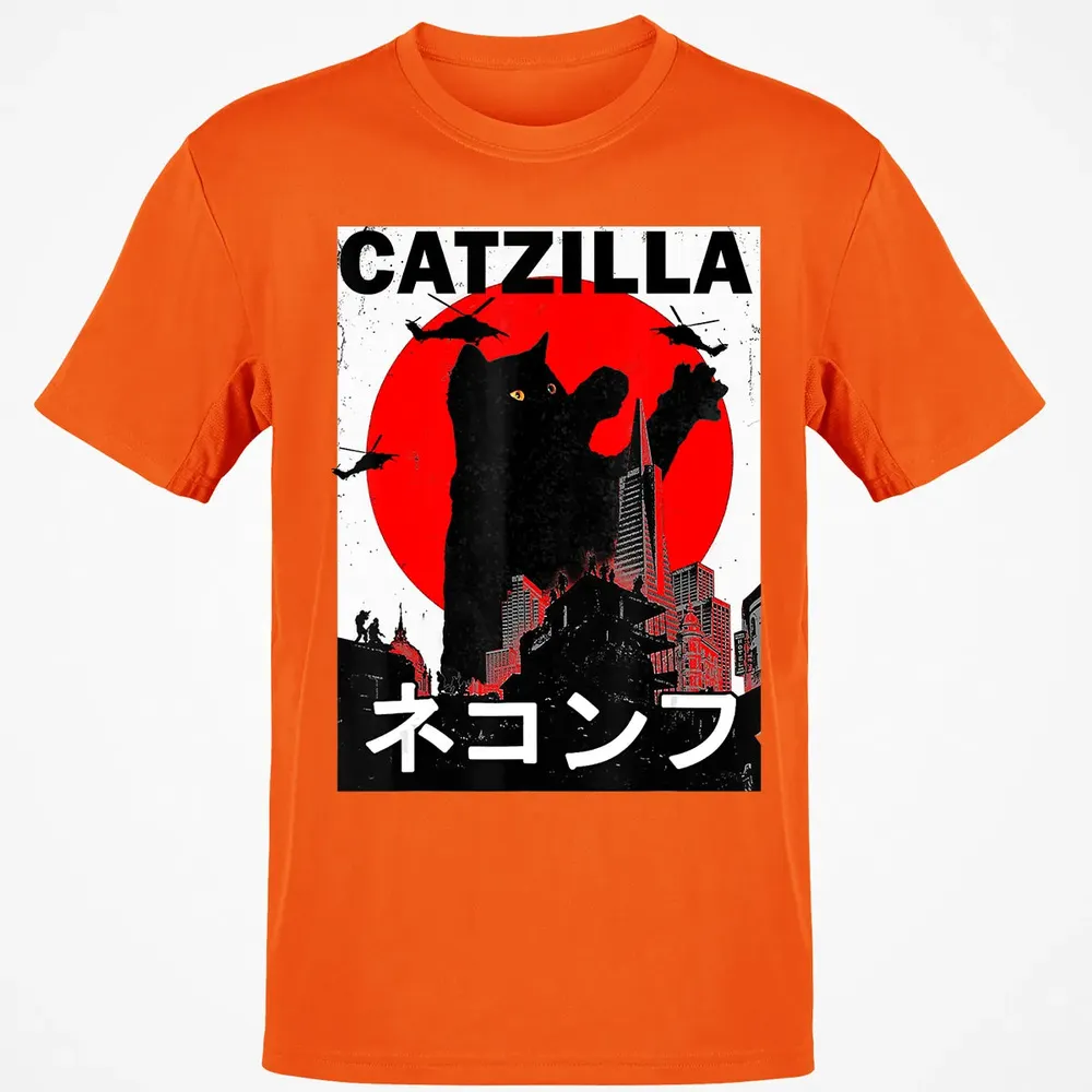 Vintage Catzilla Japanese Sunset Style Cat Kitten Lover Classic Unisex T-Shirt - 9