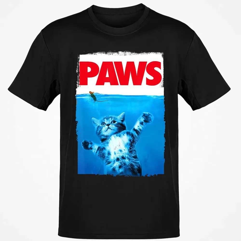 Paws Cat and Mouse Top, Cute Funny Cat Lover Parody Top Classic Unisex T-Shirt - 2