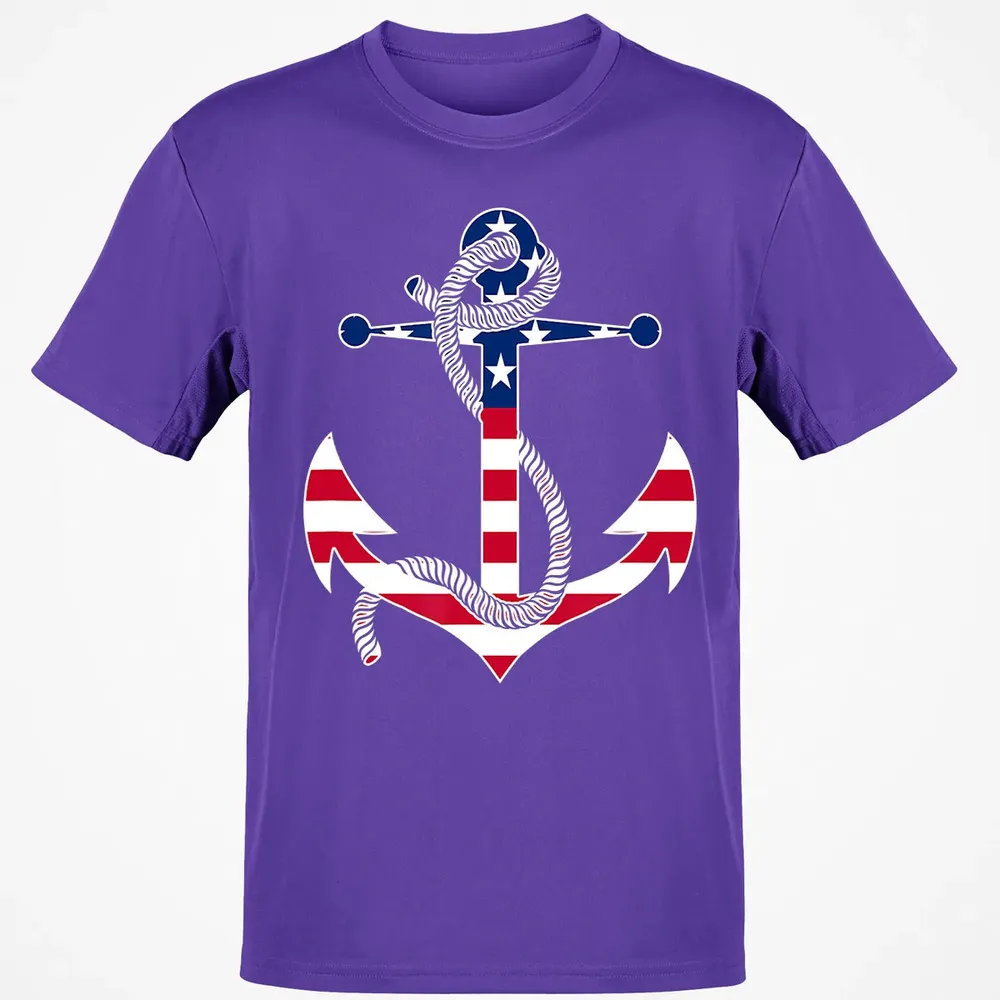 American Flag Patriotic Anchor   Memorial Day 4th Of July Classic Unisex T-Shirt - 10