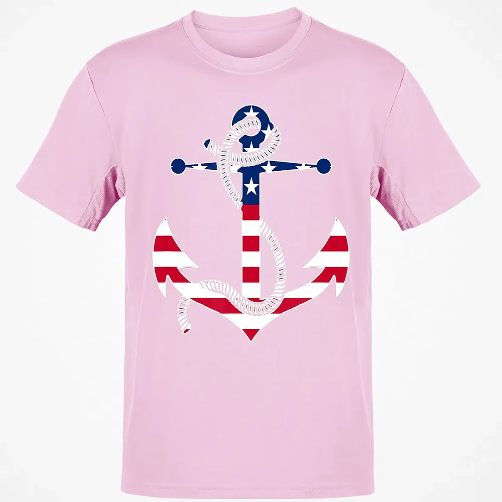 American Flag Patriotic Anchor   Memorial Day 4th Of July Classic Unisex T-Shirt - 6