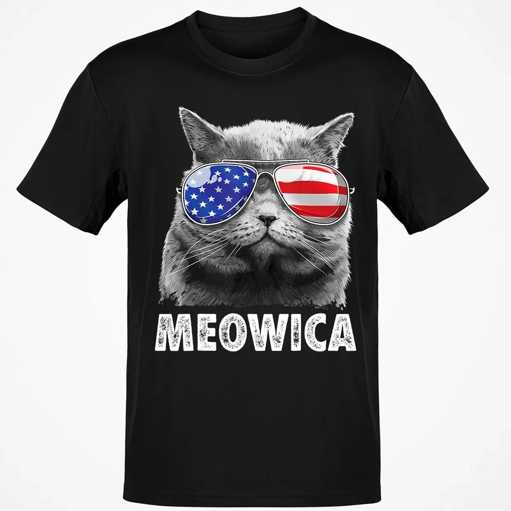 Cat 4th of July s Meowica Merica Men USA American Flag Classic Unisex T-Shirt - 2
