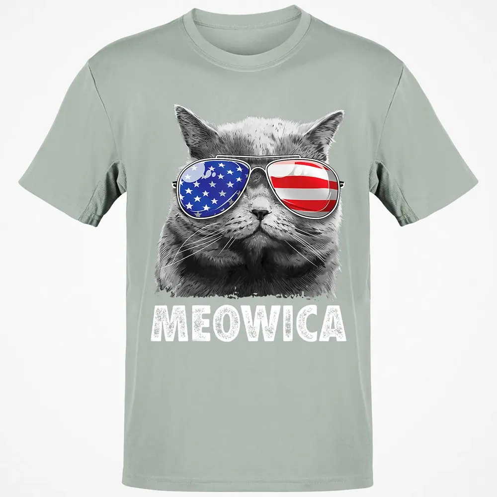 Cat 4th of July s Meowica Merica Men USA American Flag Classic Unisex T-Shirt - 3