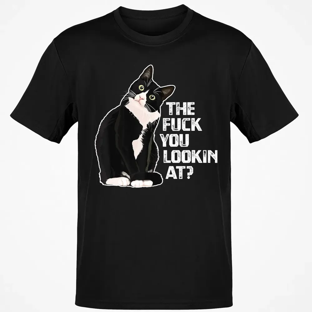 The Fuck You Lookin At Funny Vulgar Novelty for Cat Lovers Classic Unisex T-Shirt - 2
