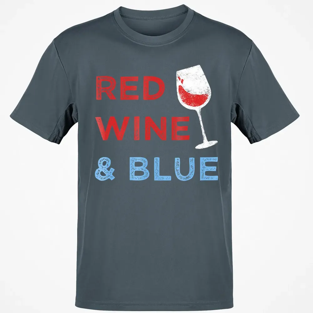 Red Wine &amp; Blue   Funny Patriotic 4th of July Classic Unisex T-Shirt - 4