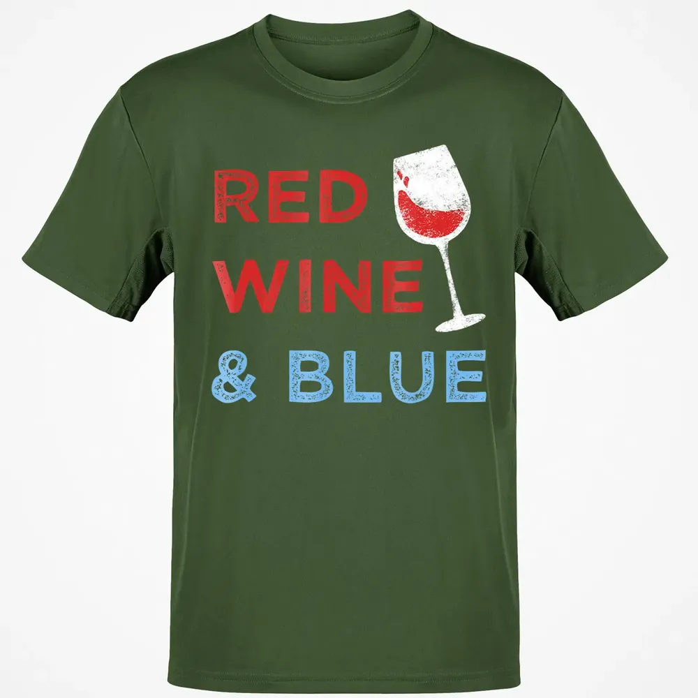 Red Wine &amp; Blue   Funny Patriotic 4th of July Classic Unisex T-Shirt - 7