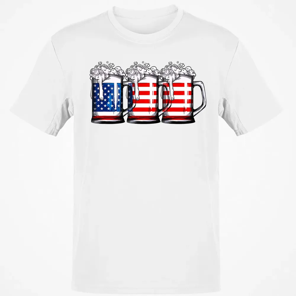 Beer American Flag  4th of July Men Women Merica USA Classic Unisex T-Shirt - 13