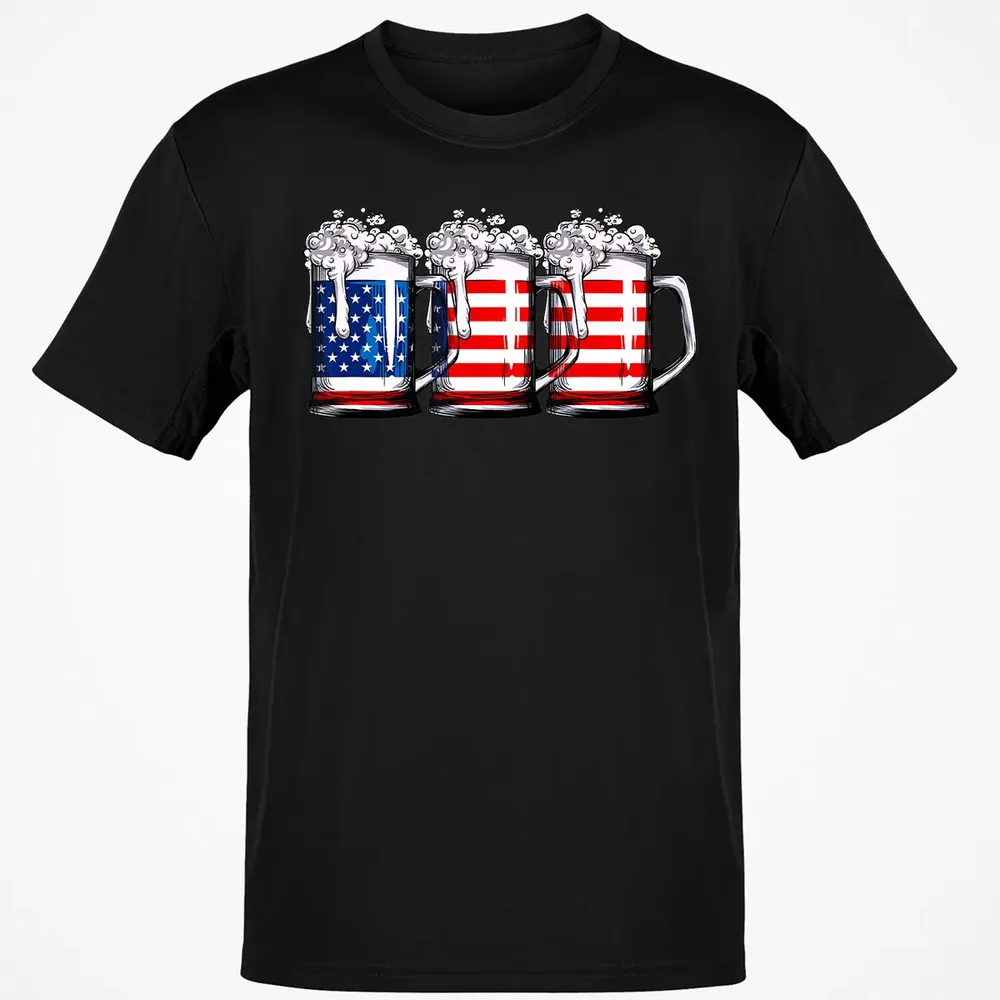 Beer American Flag  4th of July Men Women Merica USA Classic Unisex T-Shirt - 2