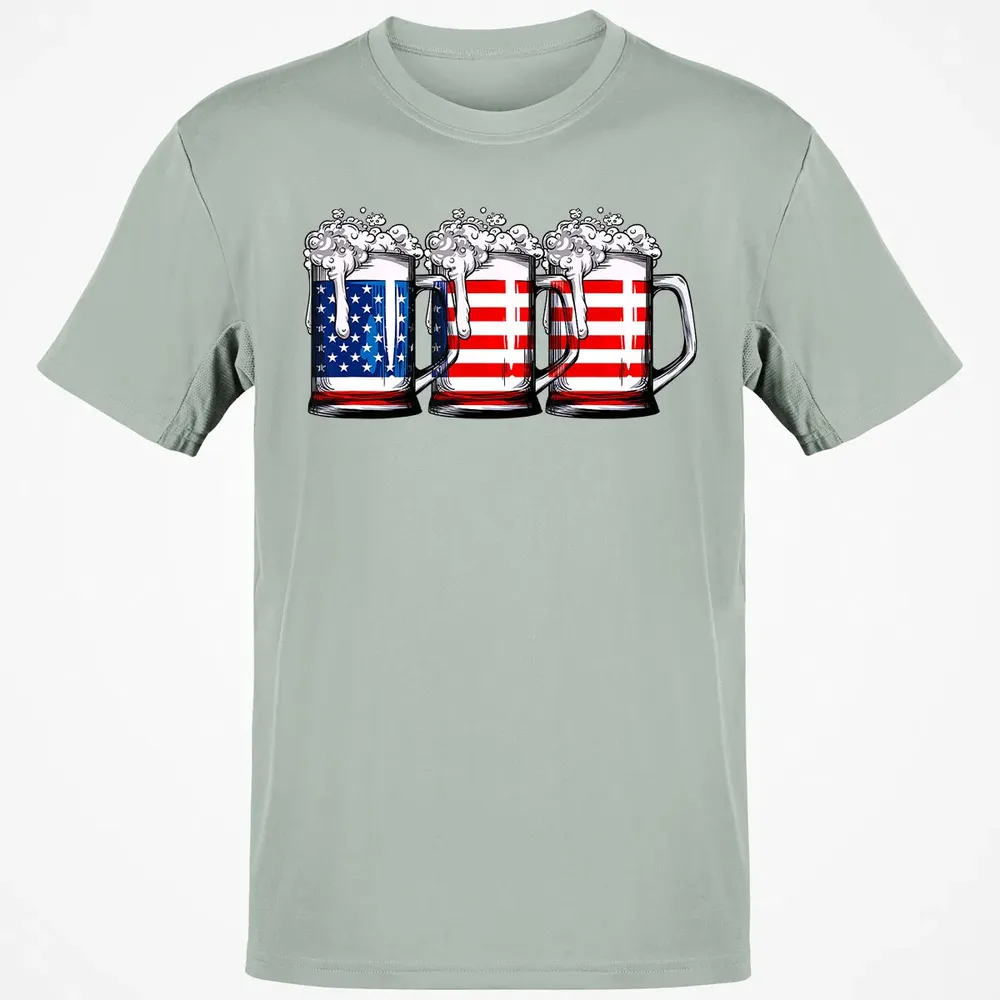 Beer American Flag  4th of July Men Women Merica USA Classic Unisex T-Shirt - 3