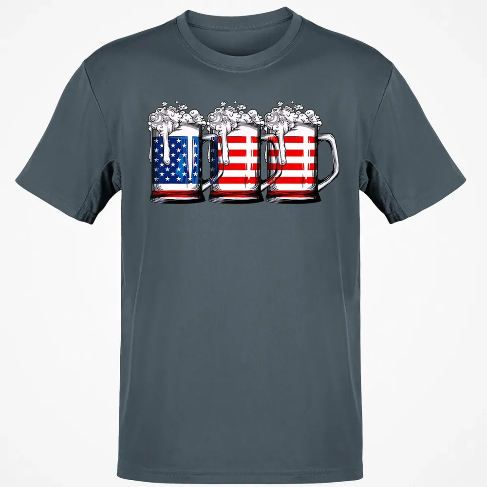 Beer American Flag  4th of July Men Women Merica USA Classic Unisex T-Shirt - 4
