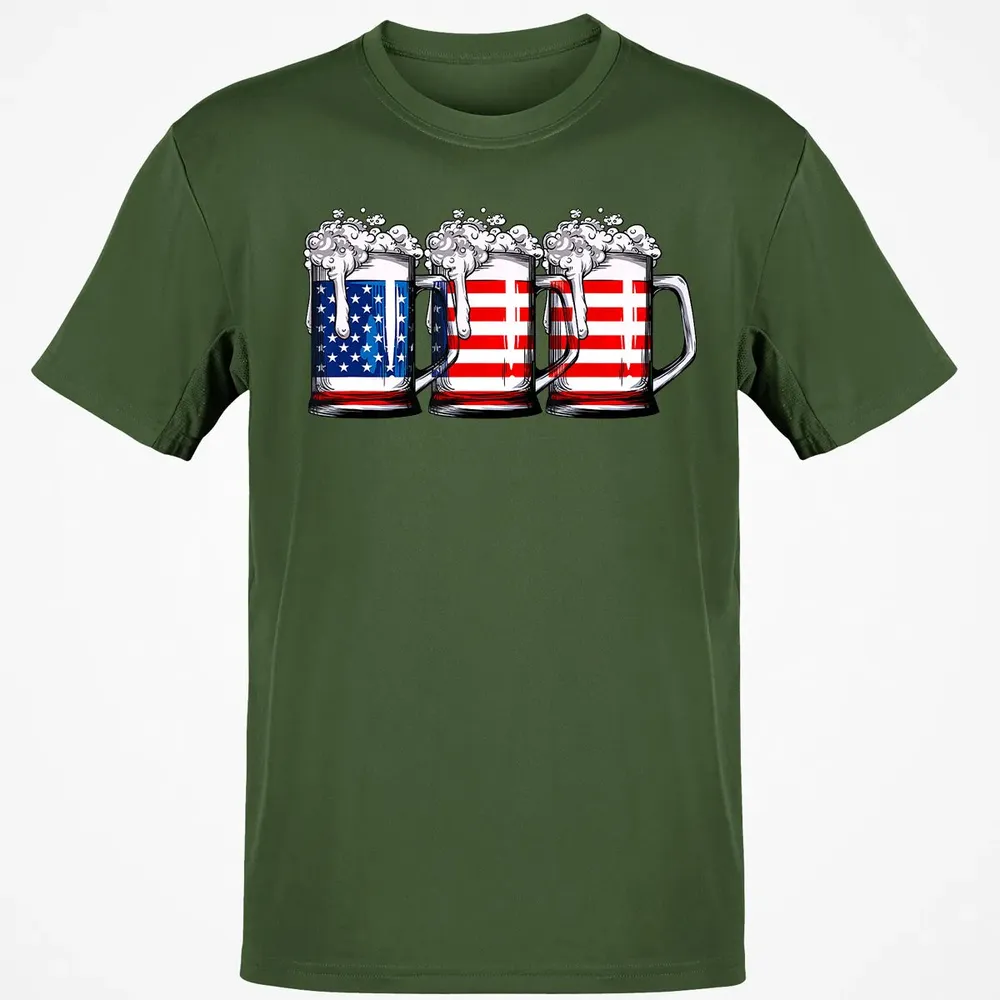 Beer American Flag  4th of July Men Women Merica USA Classic Unisex T-Shirt - 7