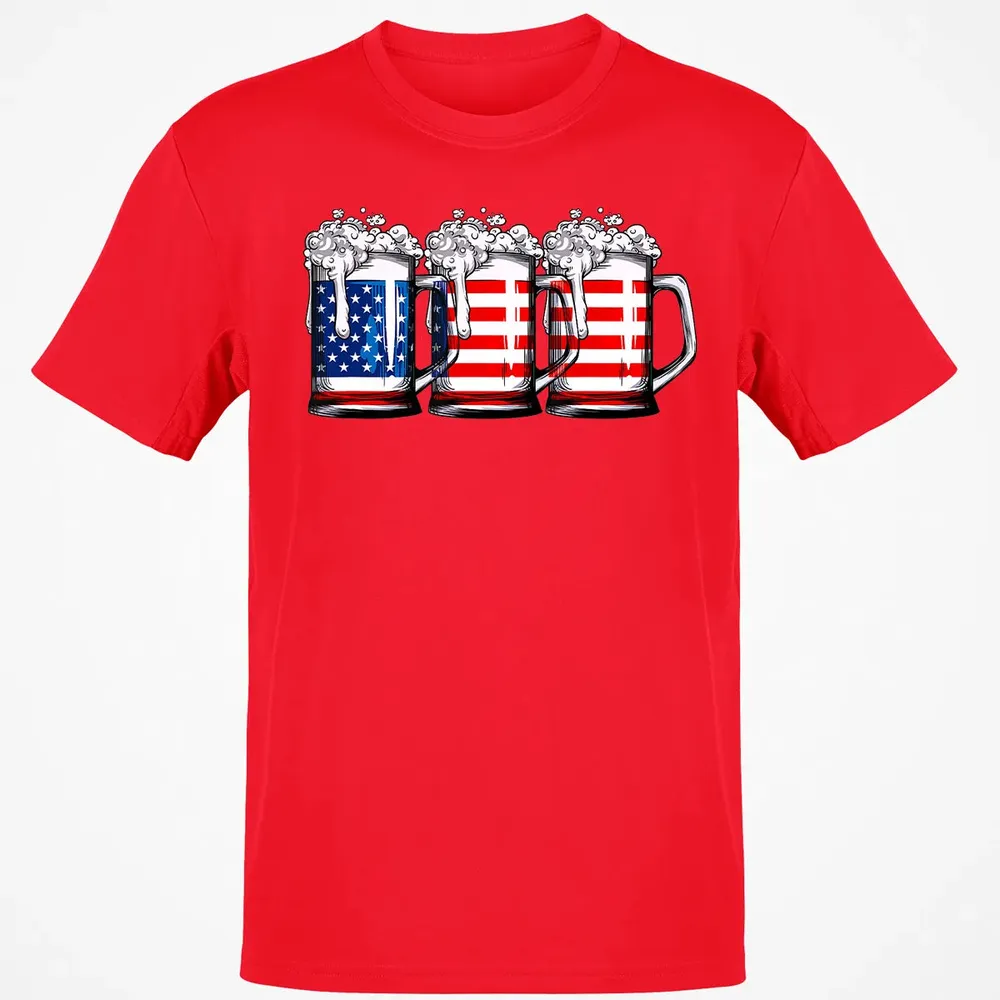 Beer American Flag  4th of July Men Women Merica USA Classic Unisex T-Shirt - 11