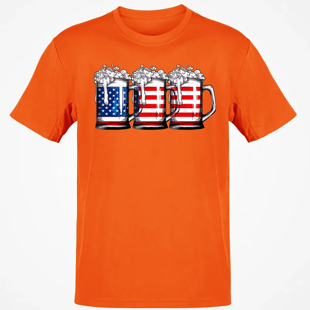 Beer American Flag  4th of July Men Women Merica USA Classic Unisex T-Shirt - 9