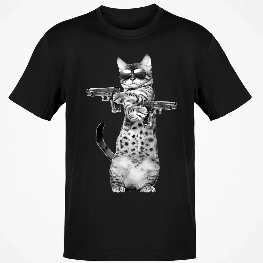 Kitty With Gun Funny Cat Classic Unisex T-Shirt - 2