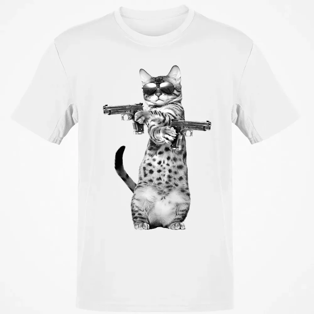 Kitty With Gun Funny Cat Classic Unisex T-Shirt - 13