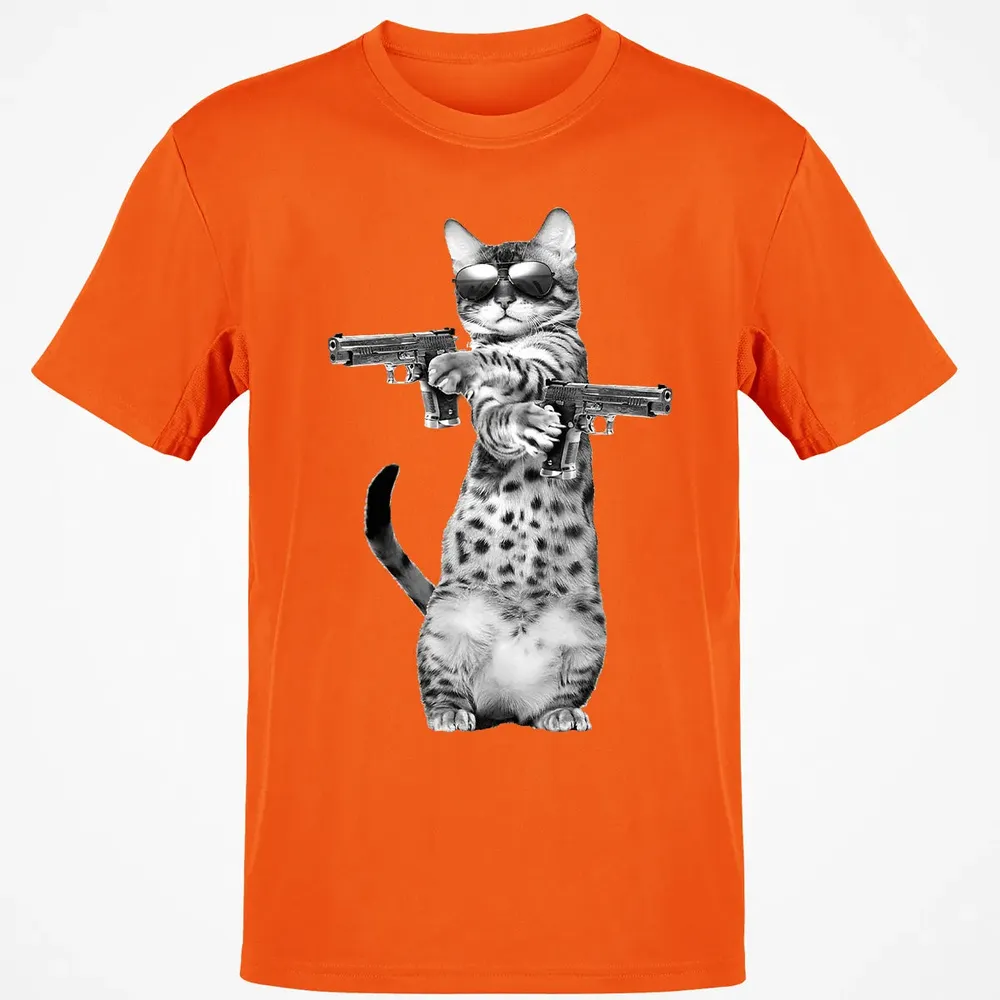 Kitty With Gun Funny Cat Classic Unisex T-Shirt - 9