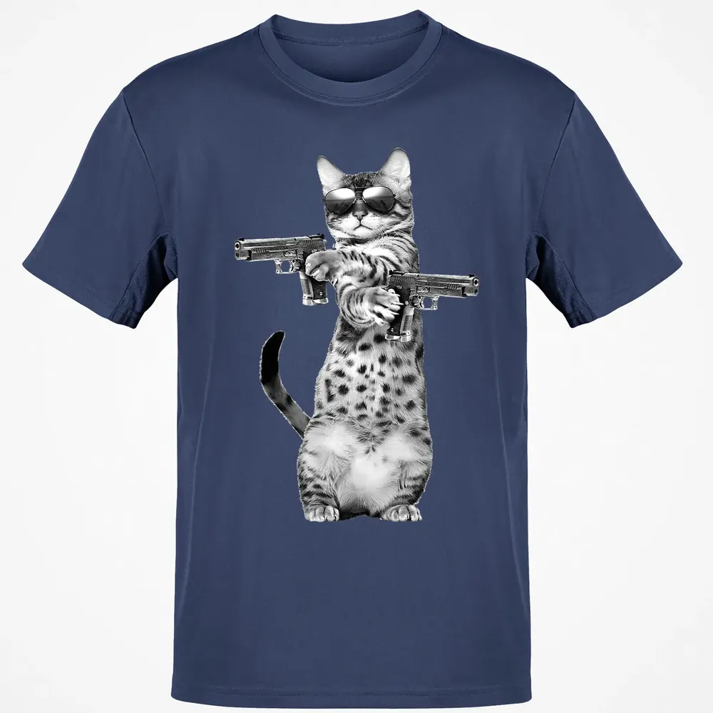 Kitty With Gun Funny Cat Classic Unisex T-Shirt - 8