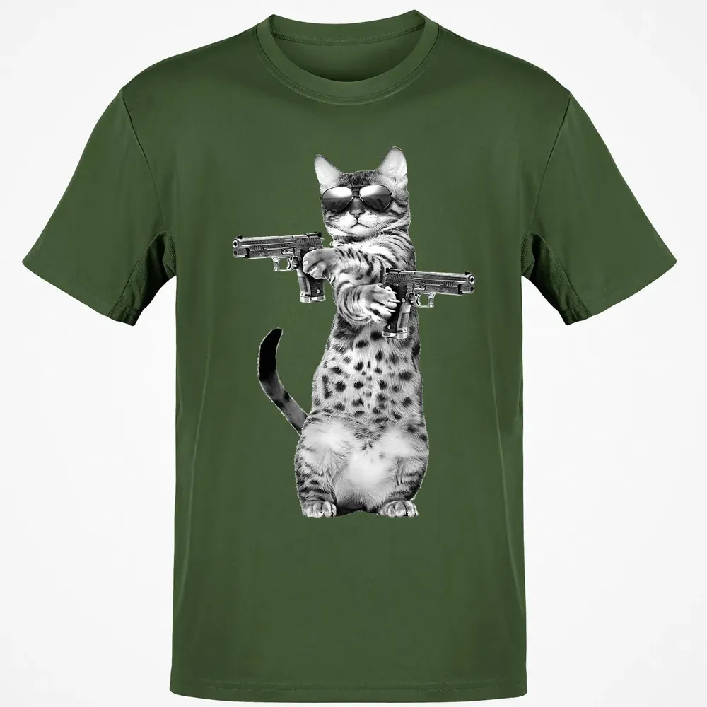 Kitty With Gun Funny Cat Classic Unisex T-Shirt - 7