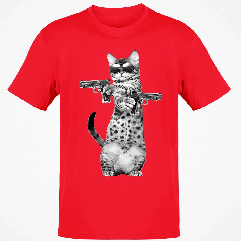 Kitty With Gun Funny Cat Classic Unisex T-Shirt - 11