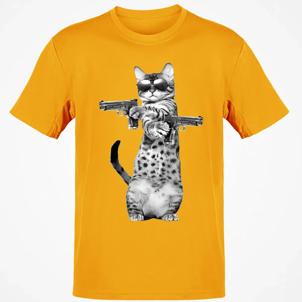 Kitty With Gun Funny Cat Classic Unisex T-Shirt - 5
