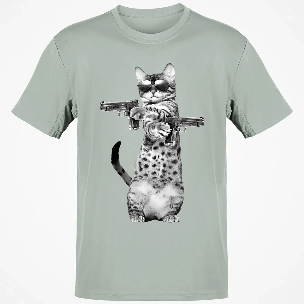 Kitty With Gun Funny Cat Classic Unisex T-Shirt - 3