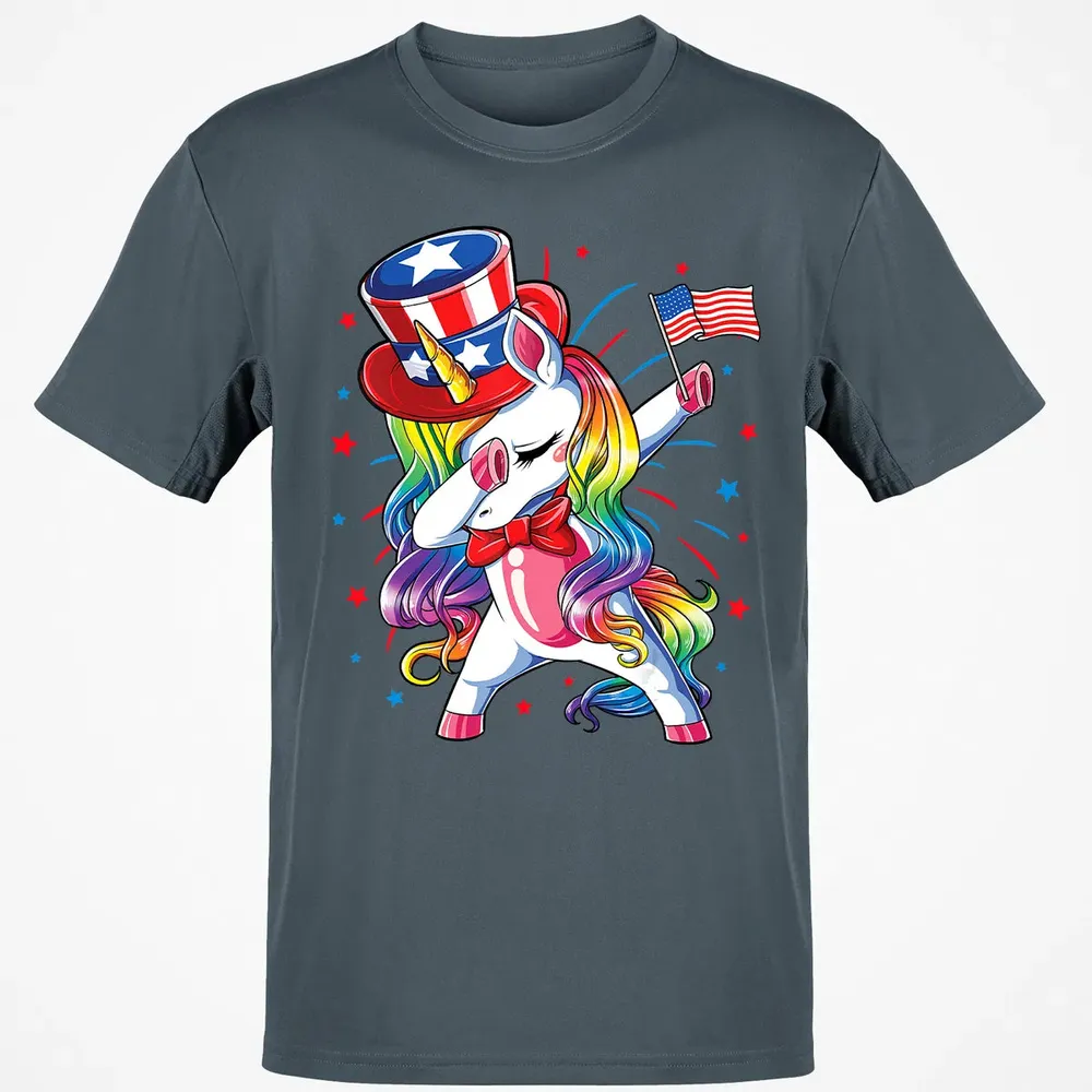 Dabbing Unicorn 4th of July s Girls Kids Women American Classic Unisex T-Shirt - 4