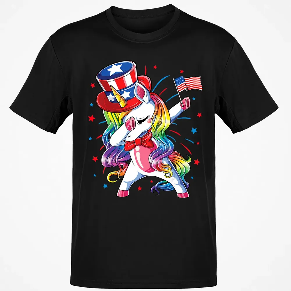 Dabbing Unicorn 4th of July s Girls Kids Women American Classic Unisex T-Shirt - 2