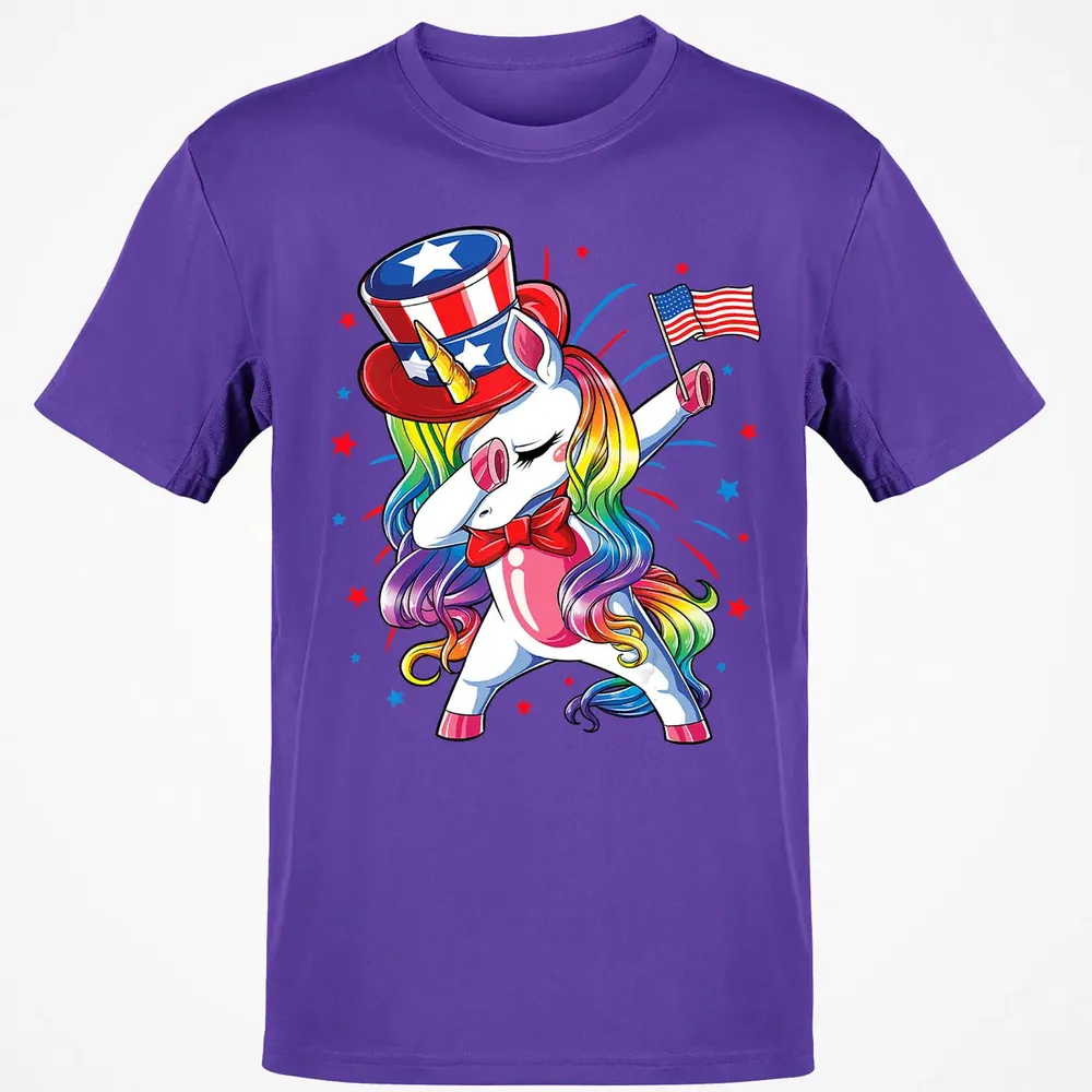 Dabbing Unicorn 4th of July s Girls Kids Women American Classic Unisex T-Shirt - 10