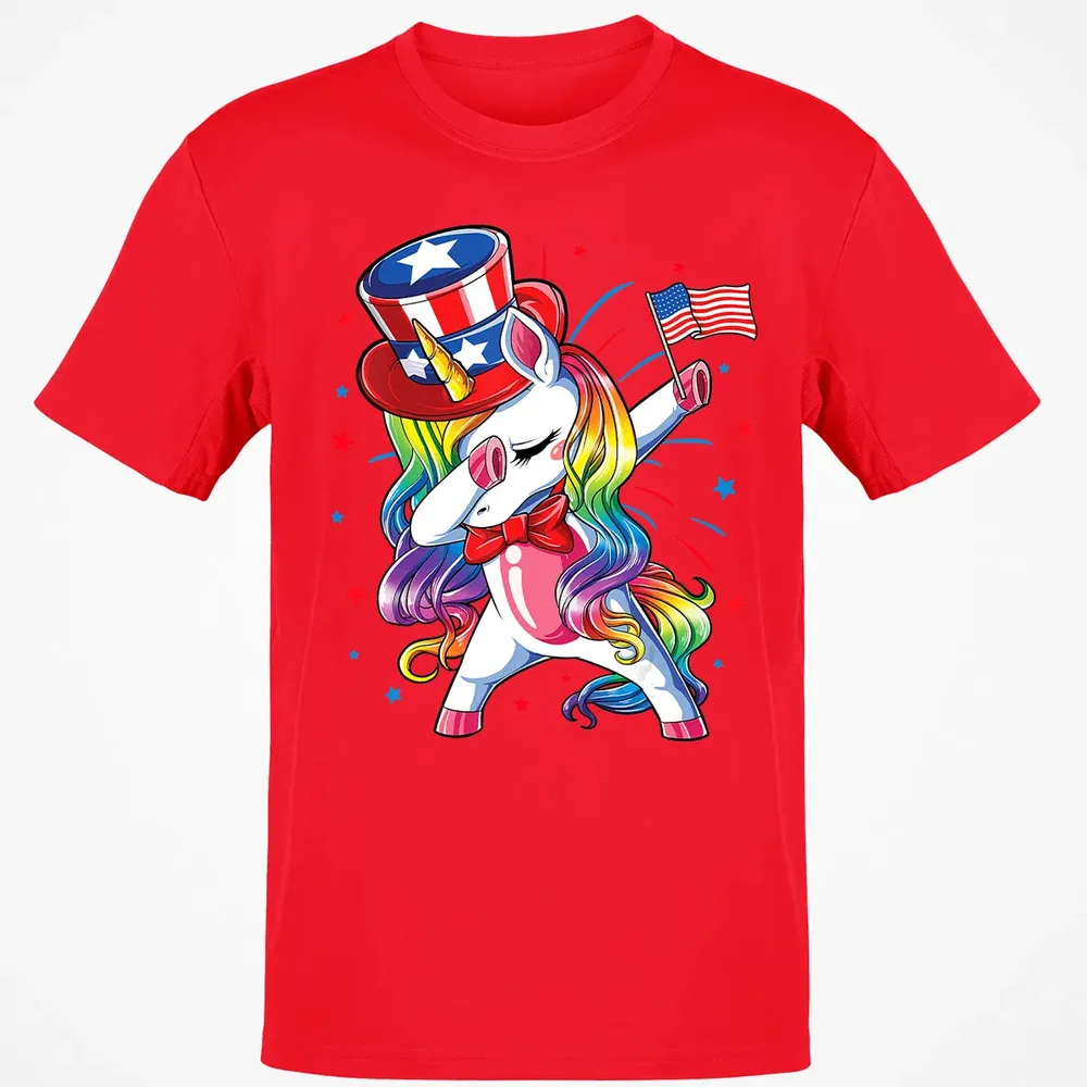 Dabbing Unicorn 4th of July s Girls Kids Women American Classic Unisex T-Shirt - 11